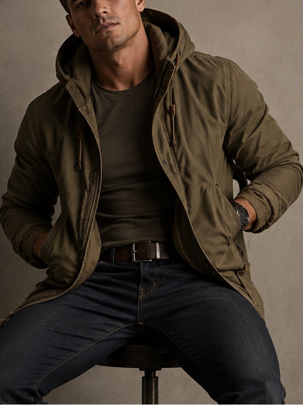 Alpha Industries Mens Flight Jacket Green Hooded Zip Military Medium NWT